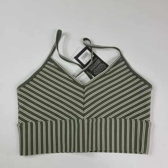 GLYDER Moss Green Striped Premier Bra - M - Picture 2 of 4